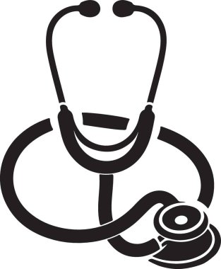 Doktor steteskop simgesi basit bir şekilde izole edilmiş vektör çizimi