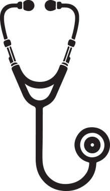 Steteskop ikonu. Web için tıbbi steteskop vektör simgesinin basit bir çizimi