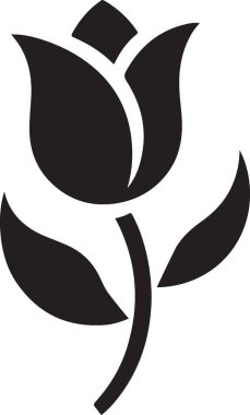 Zarif Siyah Lale Silüeti Görüntü Vektörü Grafiksel