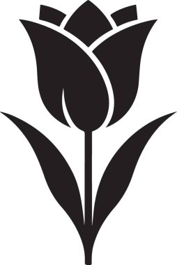 Zarif Siyah Lale Silüeti Görüntü Vektörü Grafiksel