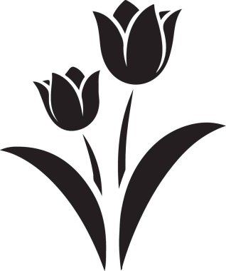 Zarif Siyah Lale Silüeti Görüntü Vektörü Grafiksel