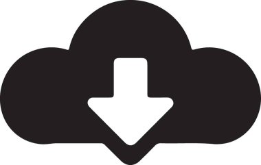 Bulut indirme vektör simgesi. düz siyah vektör.