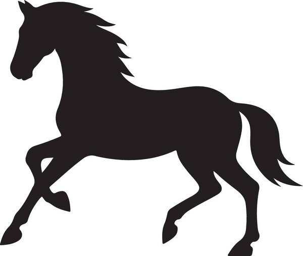 Силуэт чёрной лошади

