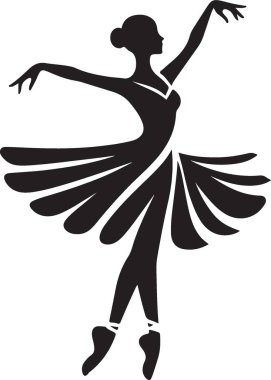 Dans eden balerinin vektör silueti.