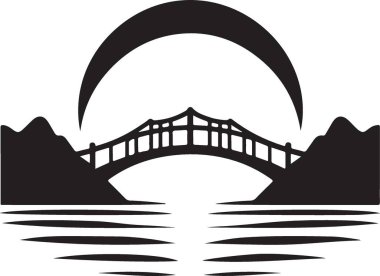 Nehir ile köprü, illüstrasyon, beyaz arkaplanda vektör.