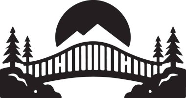 Görkemli Siluet Köprüsü Manzara Görüntü Vektör Sanatı