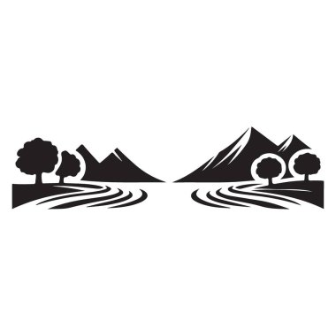 Ağaç simgesi vektör çizimi olan nehir