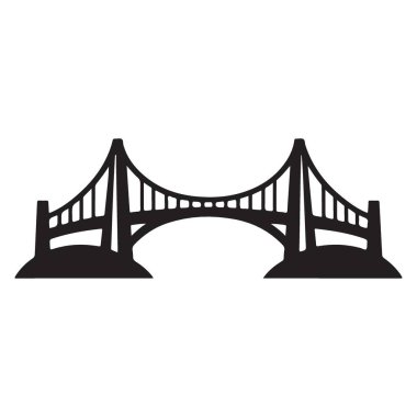 Köprü vektör simgesi. Düz vektör logosu beyaz arkaplan köprüsünde izole edildi.