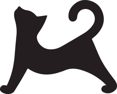 Zarif Siyah Kedi Silüeti Çizim Vektörü Grafiksel
