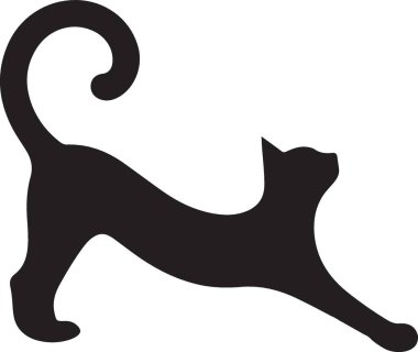 Zarif Siyah Kedi Silüeti Çizim Vektörü Grafiksel