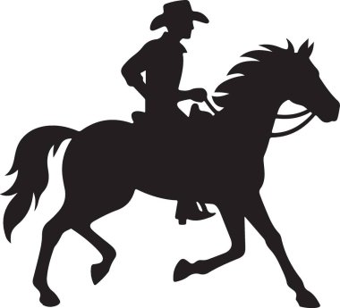 Koşan At üzerindeki güçlü Kovboy Silueti