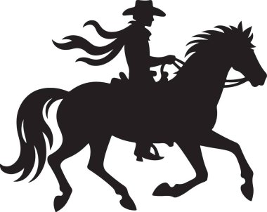 Koşan At üzerindeki güçlü Kovboy Silueti