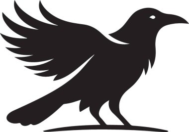 Görkemli Siyah Karga Silüeti Görüntü Vektörü Grafiksel