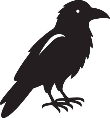 Görkemli Siyah Karga Silüeti Görüntü Vektörü Grafiksel
