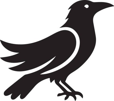 Görkemli Siyah Karga Silüeti Görüntü Vektörü Grafiksel