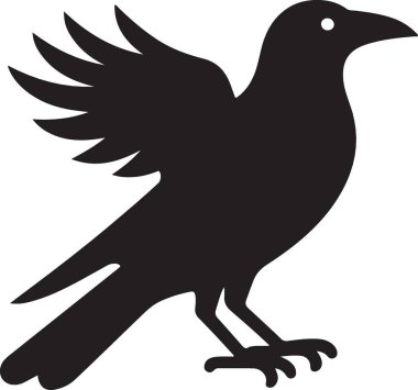 Görkemli Siyah Karga Silüeti Görüntü Vektörü Grafiksel