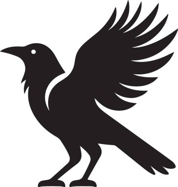 Görkemli Siyah Karga Silüeti Görüntü Vektörü Grafiksel