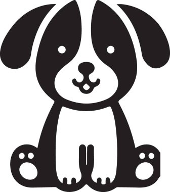 Adorable Black and White Dog Silhouette Illustration Perfect for Pet Lovers clipart