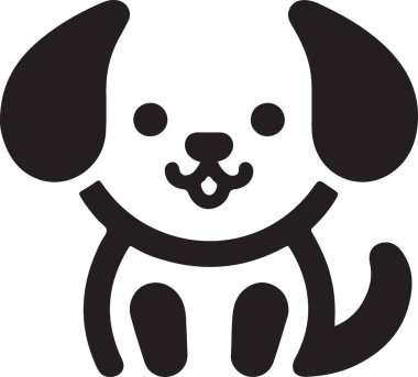 Adorable Black and White Dog Silhouette Illustration Perfect for Pet Lovers clipart