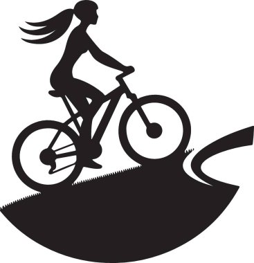 Empowering Women Cyclists Silhouette Illustration Mountain Bike Ride clipart