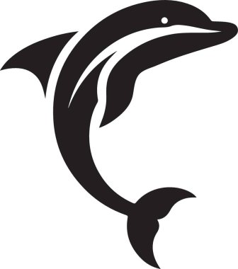 Zarif siyah yunus silueti tasviri Zarifçe Sıçrıyor