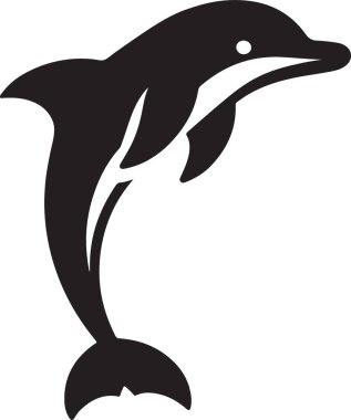 Zarif siyah yunus silueti tasviri Zarifçe Sıçrıyor