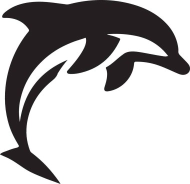 Zarif siyah yunus silueti tasviri Zarifçe Sıçrıyor