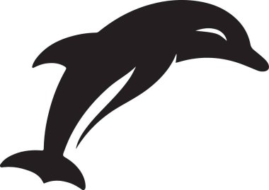 Zarif siyah yunus silueti tasviri Zarifçe Sıçrıyor