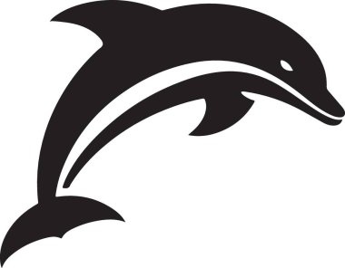 Zarif siyah yunus silueti tasviri Zarifçe Sıçrıyor