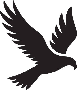 Güçlü Siyah Siluet Şahin Çizim Vektörü Grafik Tasarımı