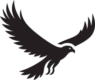 Güçlü Siyah Siluet Şahin Çizim Vektörü Grafik Tasarımı