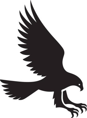 Güçlü Siyah Siluet Şahin Çizim Vektörü Grafik Tasarımı