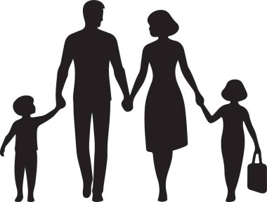Mutlu Aile Silueti El Resimlerinde Yürüyen El