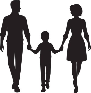 Mutlu Aile Silueti El Resimlerinde Yürüyen El