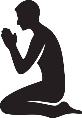 Diz çöküp dua eden bir adamın güçlü silueti.