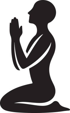 Diz çöküp dua eden bir adamın güçlü silueti.