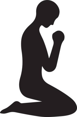 Diz çöküp dua eden bir adamın güçlü silueti.