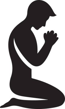 Diz çöküp dua eden bir adamın güçlü silueti.