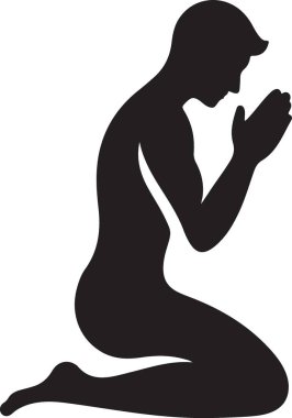 Diz çöküp dua eden bir adamın güçlü silueti.