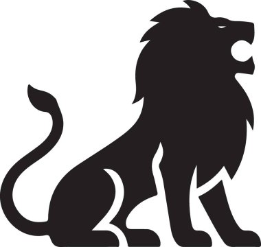 Beyaz arkaplan vektör illüstrasyonunda aslan silueti