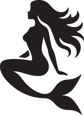 Zarif Siyah Siluet Denizkızı Çizimi Tasarımı