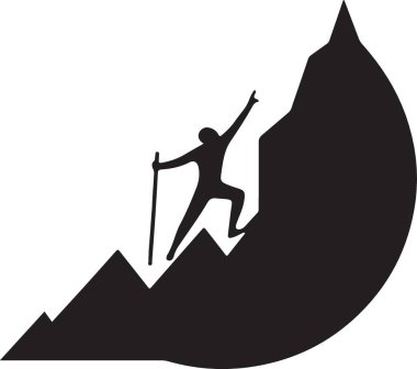 Dağa tırmanma ikonu. vektör illüstrasyonu