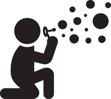 Genç Bir Kadının Silueti Sabun köpüklerini nazikçe üflüyor