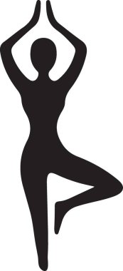 Yoga yapan bir kadının vektör silueti..