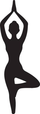 Yoga yapan bir kadının vektör silueti.