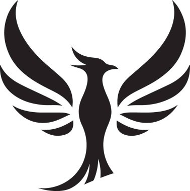 Görkemli Siyah Siluet Anka Kuşu Çizim Vektörü Grafik Tasarımı