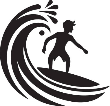 Beyaz arkaplanda sörfçü silueti