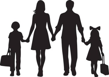 Bir aile bir çocukla silüeti