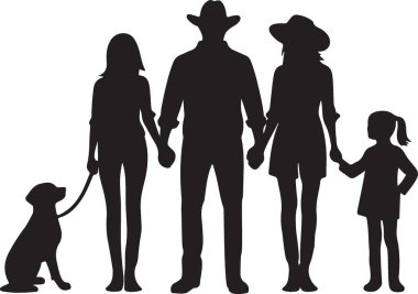 beyaz zemin üzerinde bir ailenin siluet vektör.