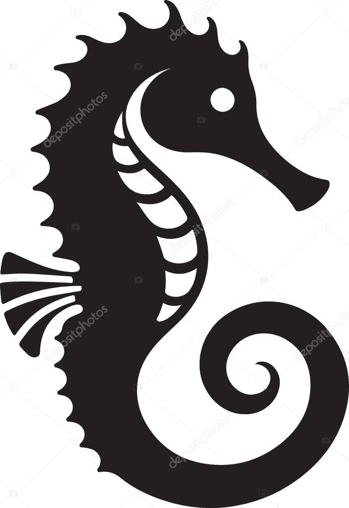 Elegant Sea Horse Silhouette Illustration Design